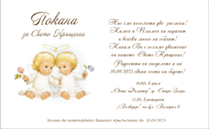 Дигитална онлайн покана ( е-покана ) за кръщене Близнаци 3
